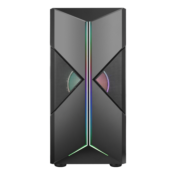 ITEK SPACIRC XO MIDDLE TOWER GAMING ATX MICRO ATX MINI-ITX PANNELLO LATERALE IN VETRO TEMPERATO FRONTALE ABS E TRAFORATO 2xUSB 3.0 2x12CM VENTOLE ARGB BLACK
