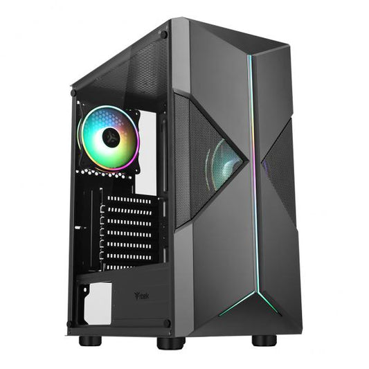 ITEK SPACIRC XO MIDDLE TOWER GAMING ATX MICRO ATX MINI-ITX PANNELLO LATERALE IN VETRO TEMPERATO FRONTALE ABS E TRAFORATO 2xUSB 3.0 2x12CM VENTOLE ARGB BLACK