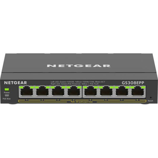Netgear GS308EPP Gestito L2/L3 Gigabit Ethernet (10/100/1000) Supporto Power over Ethernet (PoE) Nero
