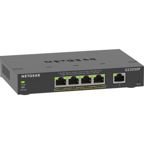 NETGEAR GS305EP SWITCH 5 PORTE GESTITO L2/L3 GIGABIT ETHERNET (10/100/1000) NERO SUPPORTO POWER OVER ETHERNET (POE)