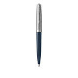 PARKER 51 PENNA A SFERA PUNTA M CORPO BLU FINITURE CROMATE INCHIOSTRO NERO CONFEZIONE REGALO