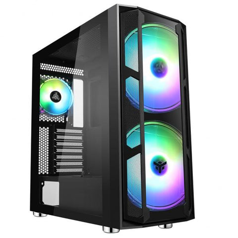ITEK MAJES 20 EVO CASE FULL TOWER ATX PANNELLO LATERALE E FRONTALE IN VETRO TEMPERATO 2XUSB 2.0 2xUSB 3.0 2x20CM VENTOLE ARGB BLACK