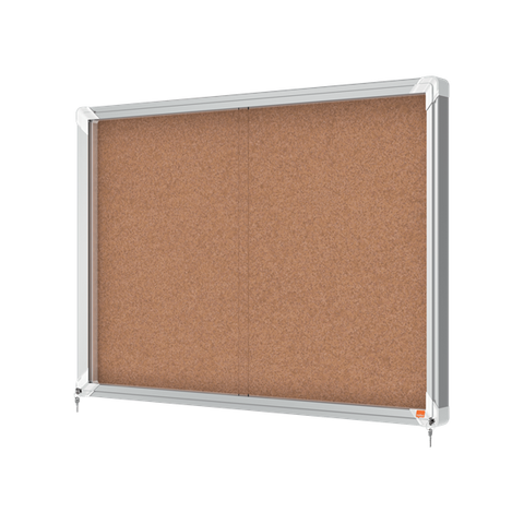 Nobo 1915331 bacheca per appunti Interno Marrone Alluminio (Nobo Premium Plus Cork Lockable Noticeboard Display Case Sliding Door 8 x A4 925x668mm 1915331 DD) 