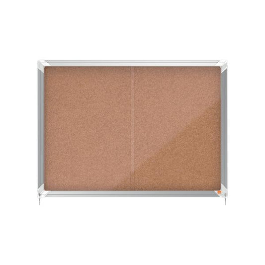Nobo 1915331 bacheca per appunti Interno Marrone Alluminio (Nobo Premium Plus Cork Lockable Noticeboard Display Case Sliding Door 8 x A4 925x668mm 1915331 DD)