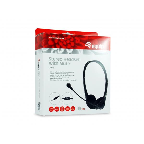 CONCEPTRONIC CUFFIA CON MICROFONO STEREO FUNZIONE MUTE JACK 3.5mm CAVO 1.8 MT NERO