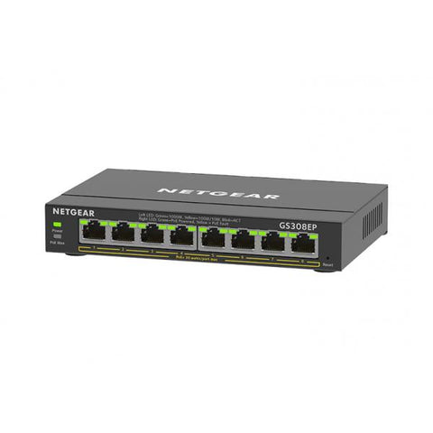 NETGEAR GS308EP Gestito L2/L3 Gigabit Ethernet [10/100/1000] Supporto Power over Ethernet [PoE] Nero (8PT GE PLUS SWCH W/ POE+ - )
