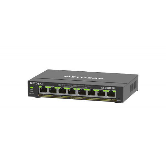 NETGEAR GS308EPP Gestito L2/L3 Gigabit Ethernet [10/100/1000] Supporto Power over Ethernet [PoE] Nero (8PT GE PLUS SWCH W/ HI-PWR POE+ - )