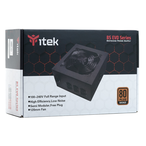 ITEK BS750 EVO ALIMENTATORE ATX 750W 80PLUS BRONZE PFC ATTIVO VENTOLA HDB 12CM SEMI MODULARE BLACK