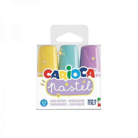 CARIOCA EVIDENZIATORE MINI LIGHT PASTEL PUNTA A SCALPELLO 5 MM COLORI ASSORTITI CONF 3 PZ.