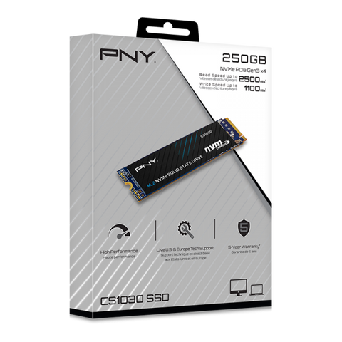 PNY CS1030 SSD 250GB M.2 NVMe PCIe GEN3 x4 - LETTURA 2500 MB/s SCRITTURA 1100 MB/s