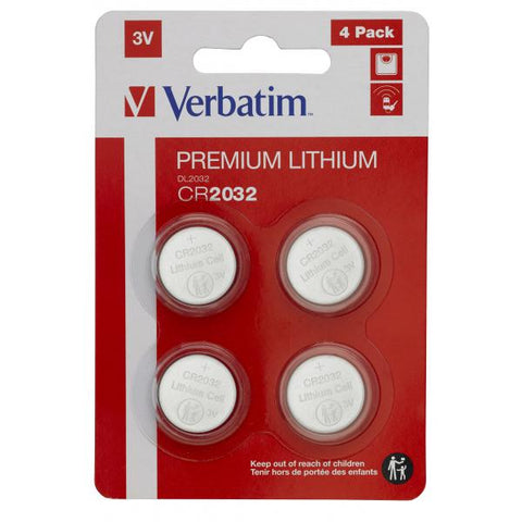 VERBATIM PREMIUM BATTERIE A BOTTONE LITIO CR2032 3 V. CONF 4 Pz