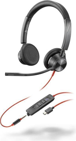 HP Inc. Poly Blackwire 3325 - Blackwire 3300 series - Headset - On-Ear - kabelgebunden - 3,5 mm Stecker, USB-C - Schwarz - Zertifiziert fr Microsoft Teams, UC-zertifiziert (8X222AA)