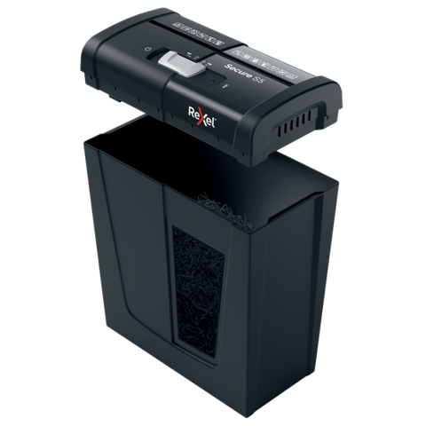 REXEL SECURE S5 DISTRUGGIDOCUMENTI A STRISCE CESTINO 10 LT CAPACITA' 5 FOGLI NERO