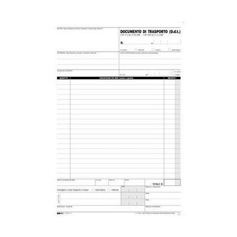 EDIPRO BLOCCO DOCUMENTO DI TRASPORTO AUTOCOPIANTE 2 COPIE 297X210 A4 100 FOGLI CONF 10 Pz.