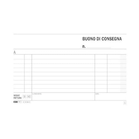 EDIPRO BLOCCO BUONO DI CONSEGNA 170X99 mm 50 FOGLI AUTORICALCANTI CONF 10 Pz.