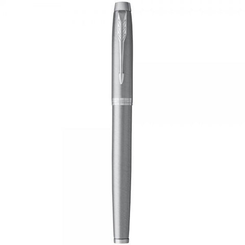 PARKER IM PENNA ROLLER PUNTA F CORPO IN ACCIAIO INOSSIDABILE FINITURE CROMATE INCHIOSTRO NERO CONFEZIONE REGALO