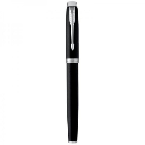 PARKER IM PENNA ROLLER PUNTA F CORPO NERO OPACO FINITURE CROMATE INCHIOSTRO NERO CONFEZIONE REGALO