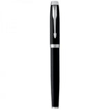 PARKER IM PENNA ROLLER PUNTA F CORPO NERO OPACO FINITURE CROMATE INCHIOSTRO NERO CONFEZIONE REGALO