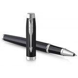 PARKER IM PENNA ROLLER PUNTA F CORPO NERO OPACO FINITURE CROMATE INCHIOSTRO NERO CONFEZIONE REGALO