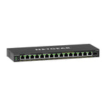 NETGEAR GS316EP-100PES switch di rete Gestito Gigabit Ethernet [10/100/1000] Supporto Power over Ethernet [PoE] Nero (Netgear 16Port Switch 10/100/1000 GS316EP)
