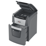 REXEL OPTIMUM AUTOFEED+ 100M DISTRUGGIDOCUMENTI A MICROPARTICELLE CESTINO 34 LT CAPACITA' 100 FOGLI GRIGIO