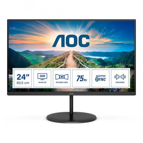 AOC V4 Q24V4EA LED display 60,5 cm [23.8] 2560 x 1440 Pixel 2K Ultra HD Nero (AOC Q24V4EA - Monitor a LED - 24 - 2560 x 1440 QHD @ 75 Hz - IPS - 250 cd/m? - 1000:1 - 4 ms - HDMI, DisplayPort - altopa