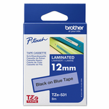 BROTHER TZE531 NASTRO PER ETICHETTATRICE LAMINATO 12MM COLORE BLU STAMPA BLACK