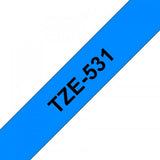BROTHER TZE531 NASTRO PER ETICHETTATRICE LAMINATO 12MM COLORE BLU STAMPA BLACK