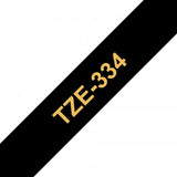 BROTHER TZE334 NASTRO PER STAMPANTI TRASFERIMENTO TERMICO 12MMx8MT COLORE NERO STAMPA ORO