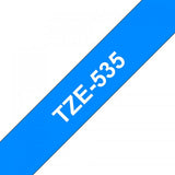 BROTHER TZE535 NASTRO LAMINATO 12MMx8MT COLORE BLU STAMPA BIANCO
