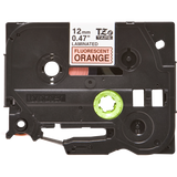 BROTHER TZE-B31 NASTRO LAMINATO 12MMx5MT COLORE ARANCIO FLUORESCENTE STAMPA NERO