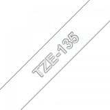 BROTHER TZE135 NASTRO 12MM TRASPARENTE STAMPA BIANCO