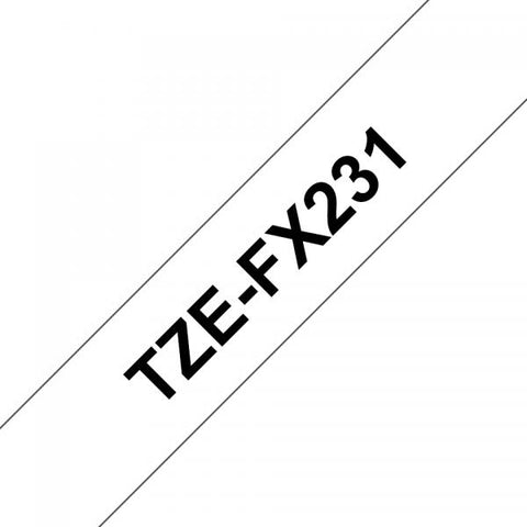 BROTHER TZEFX231 NASTRO PER STAMPANTE A TRASFERIMENTO TERMICO 12MM x 8MT COLORE BIANCO STAMPA NERO