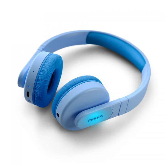 PHILIPS CUFFIE CON MICROFONO WIRELESS PER BAMBINI VOLUME LIMITATO 4 COLORI DI LUCE BLU