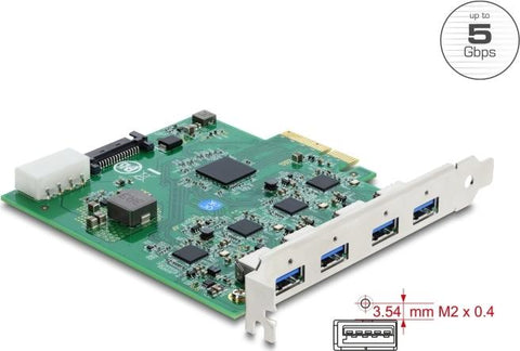 Delock PCI Express x4 Karte zu 4 x USB 5 Gbps USB Typ-A Quad Channel (91846)