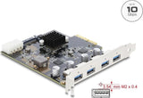 Delock PCI Express x4 Karte zu 4 x USB 10 Gbps USB Typ-A Dual Channel (91847)
