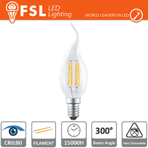 LUCE NATURALE - 4000K LAMPADA FILAMENTO COLPO DI VENTO - 4W 4000K E14