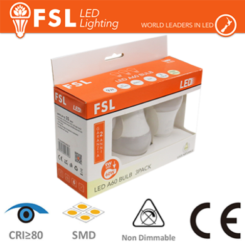 LUCE NATURALE - 4000K LAMPADA GOCCIA: CONFEZIONE PROMO 3PACK - 9W 4000K