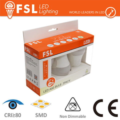 LUCE FREDDA - 6500K LAMPADA GOCCIA: CONFEZIONE PROMO 3PACK - 12W 6500K