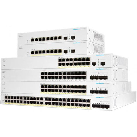 CISCO BUSINESS 220 SERIES CBS220-8FP-E-2G SWITCH GESTITO L2 - 8 x 10/100/1000 (PoE+) + 2 x Gigabit SFP (uplink) PoE+ (130 W) MONTABILE SU RACK