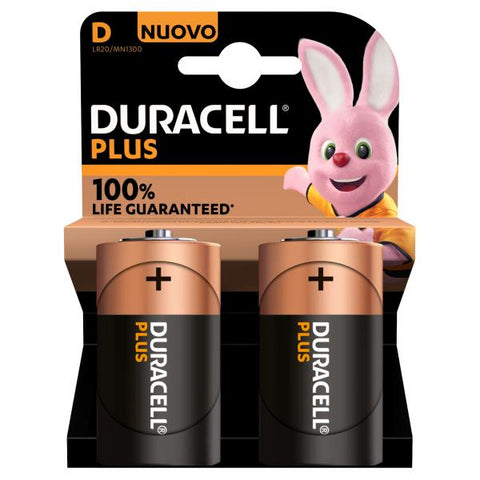 BATTERIE 2 PEZZI DURACELL PLUS TORCIA LR20 MN1300 D ALCALINE - 1 CONFEZIONE