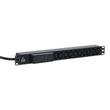 Lanview LVR261877 unit di distribuzione dell'energia [PDU] 10 presa[e] AC 1U Nero (19 rack mount power strip, - 1U, 16A with 10 x C13 socket, - AMP meter and 3m cable with Commando plug - Warranty: