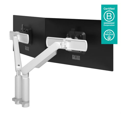 Dataflex 65.210 supporto da tavolo per Tv a schermo piatto 131,6 cm [51.8] Bianco Scrivania (Dataflex Viewprime Plus dual monitor arm - white - no mount - height and depth adjustment [5Years warranty