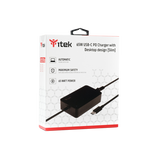 ITEK ITNBSDC65 ALIMENTATORE UNIVERSALE PER NOTEBOOK E DISPOSITIVI USB-C 65W SLIM DESIGN NERO