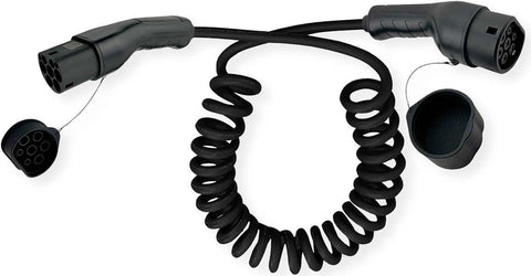 ROLINE E-Auto Ladekabel Typ2, 1-phasig, 250VAC (1P+N+E), 32 A, 7,4 kW, Spiralkabel, 3 m (19.08.0033)