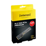 INTENSO SSD INTERNO 500GB M2 PREMIUM NVME PCIE 1.3 GEN 3x4 LETTURA SEQUENZIALE FINO A 2100 MB/S SCRITTURA SEQUENZIALE FINO A 1700 MB/S