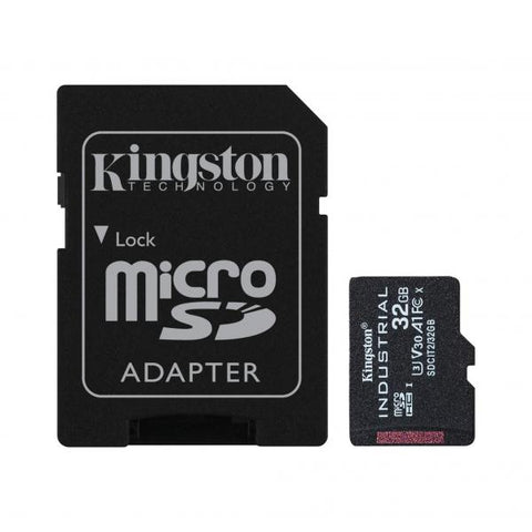 KINGSTON INDUSTRIAL MICROSD 32GB CLASSE 10 UHS-I DI CLASSE U3 V30 A1 CON ADATTATORE MICROSDHC PER SD BLACK
