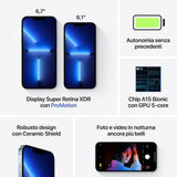 Apple iPhone 13 Pro 15,5 cm [6.1] Doppia SIM iOS 15 5G 128 GB Blu (APPLE IPHONE 13 PRO 128GB BLUE GRADE A)