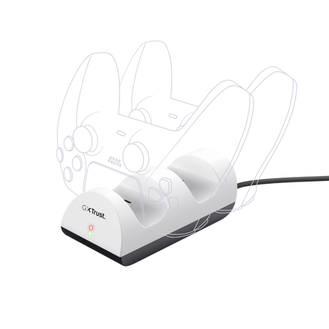 TRUST GXT254 CHARGE PS5 BASE DI RICARICA PER 2 CONTROLLER USB TIPO C BIANCO NERO