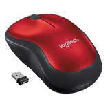 LOGITECH M185 MOUSE OTTICO WIRELESS NERO ROSSO